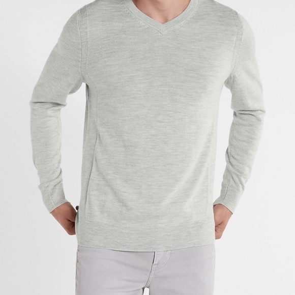 Solid Merino Wool V-Neck Sweater - Picture 1 of 6